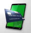 Mobile payment credit card 3d render Royalty Free Stock Photo