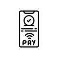 Black line icon for Mobile Payment, mobile and wallet Royalty Free Stock Photo