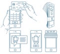 Mobile payment illustration set.