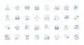 Mobile payment linear icons set. Wallet, Contactless, Transaction, Digital, NFC, Secure, Transfer line vector and