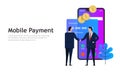 Mobile payment, online smart phone shopping transaction business concept