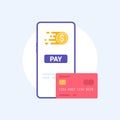 Mobile payment phone digital electronic card. Mobile payment icon smartphone card business currency modern money Royalty Free Stock Photo