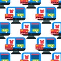 Mobile payments seamless pattern background vector smartphone transaction ecommerce wallet wireless connection banking