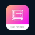 Mobile, Pencil, Online, Education Mobile App Button. Android and IOS Line Version Royalty Free Stock Photo