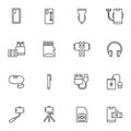 Mobile phone accessories line icons set Royalty Free Stock Photo