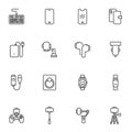 Mobile phone accessories line icons set Royalty Free Stock Photo