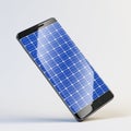 Mobile phone as solar panel 3d rendering Royalty Free Stock Photo