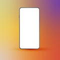 Mobile phone with blank screen. Silver smartphone 3D perspective view. Colorful gradient mesh background. Template for Royalty Free Stock Photo