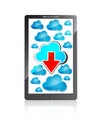 Mobile phone with blue cloud and red arrow Royalty Free Stock Photo