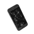 Mobile phone with broken display screen isolated on white background Royalty Free Stock Photo