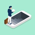 Mobile Phone with businessman Isometric