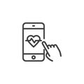 Mobile phone cardiogram line icon Royalty Free Stock Photo