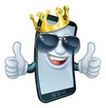 Mobile Phone Cool King Thumbs Up Cartoon Mascot Royalty Free Stock Photo