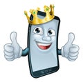 Mobile Phone King Crown Thumbs Up Cartoon Mascot Royalty Free Stock Photo