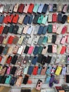 Mobile phone cases in a store many types many colors