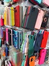 Mobile phone cases in a store many types many colors