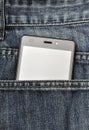 Mobile phone, cellphone in back pocket blue jeans Royalty Free Stock Photo