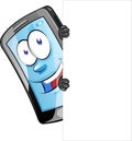 Mobile Phone character with Blank Sign .