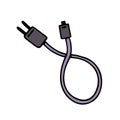 Mobile phone charger. Simple vector icon. USB cable with adapter for charging headphones, tablet, computer. Flat cartoon Royalty Free Stock Photo