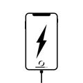 Mobile phone charging or mobile battery icon flat on isolated white background. EPS 10 vector