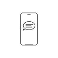 Mobile phone chat message line icon. linear style sign for mobile concept and web design. Smartphone and speech bubble outline