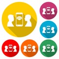 Mobile phone chat sign icon in flat style with long shadow Royalty Free Stock Photo