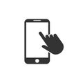 Mobile phone click icon. Vector illustration. Flat
