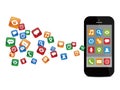 Mobile phone with colorful application icons