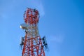 Mobile phone communication antenna tower with the blue sky and c Royalty Free Stock Photo