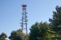 Mobile phone communication antenna tower with the blue sky, Telecommunication tower Royalty Free Stock Photo