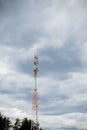 Mobile phone communication antenna tower with sky and clouds, Telecommunication tower.radio antenna. Royalty Free Stock Photo