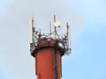 Mobile phone communication celullar radio tower, microwave antenna, transmitter Royalty Free Stock Photo