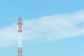 Mobile phone communication tower transmission  signal with blue sky background and antenna Royalty Free Stock Photo