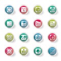 Mobile Phone, Computer and Internet Icons over colored background Royalty Free Stock Photo