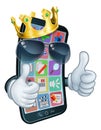 Mobile Phone Cool King Thumbs Up Cartoon Mascot Royalty Free Stock Photo