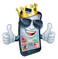 Mobile Phone Cool King Thumbs Up Cartoon Mascot Royalty Free Stock Photo