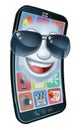 Mobile Phone Cool Shades Cartoon Mascot Royalty Free Stock Photo