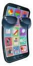 Mobile Phone Cool Shades Cartoon Mascot Royalty Free Stock Photo