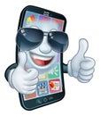 Mobile Phone Cool Shades Thumbs Up Cartoon Mascot Royalty Free Stock Photo