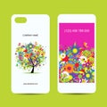 Mobile phone cover back and screen, floral tree Royalty Free Stock Photo