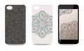 Mobile phone cover back and screen set with Paisley pattern