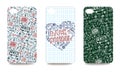 Mobile phone cover back set.Back to school Royalty Free Stock Photo