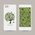 Mobile phone cover design. Tropical tree sketch