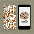 Mobile phone design, floral background Royalty Free Stock Photo