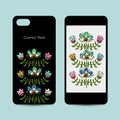 Mobile phone design, folk style floral background Royalty Free Stock Photo