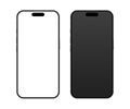 iPhone 16 or 17 Pro Max mobile phone devices mockup with white and black screen. Smartphone layout template isolated Royalty Free Stock Photo