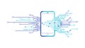 Mobile Phone with Digital Circuitry Connections, vector design Generative AI Royalty Free Stock Photo