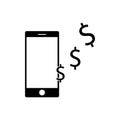 Mobile phone dollar money transfer icon vector in modern flat style Royalty Free Stock Photo