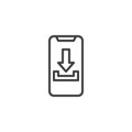 Mobile phone download line icon