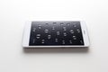 Mobile phone with drops on oleophobic screen. Royalty Free Stock Photo